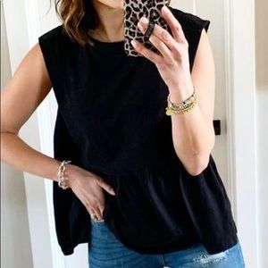 Black sleeveless babydoll top